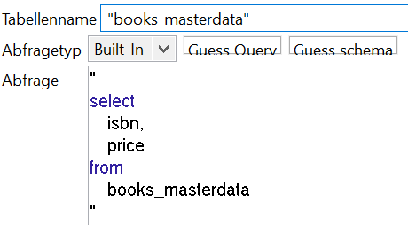 Einfache Select Abfrage von isbn und price