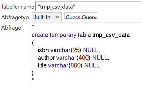 Statement zum erstellen einer temporären Tabelle